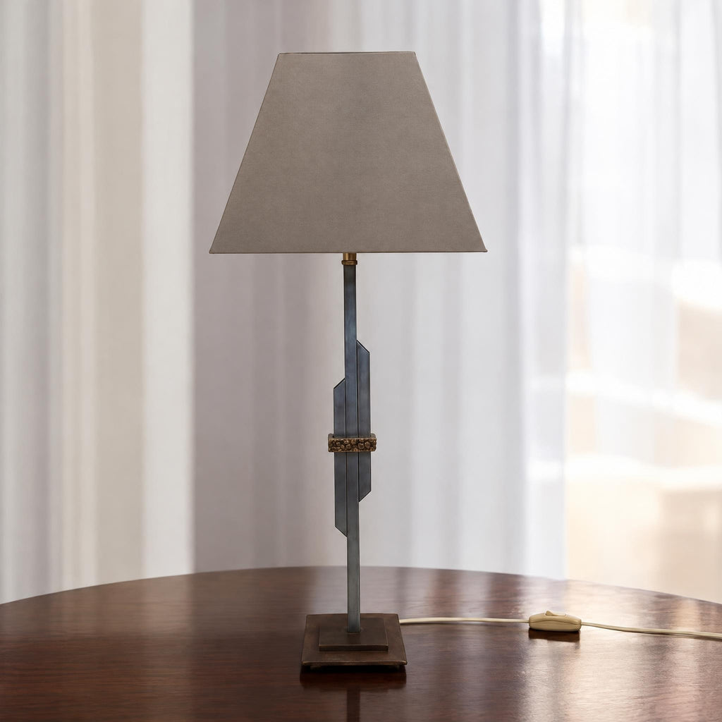 Par de lámparas de mesa en acero y bronce