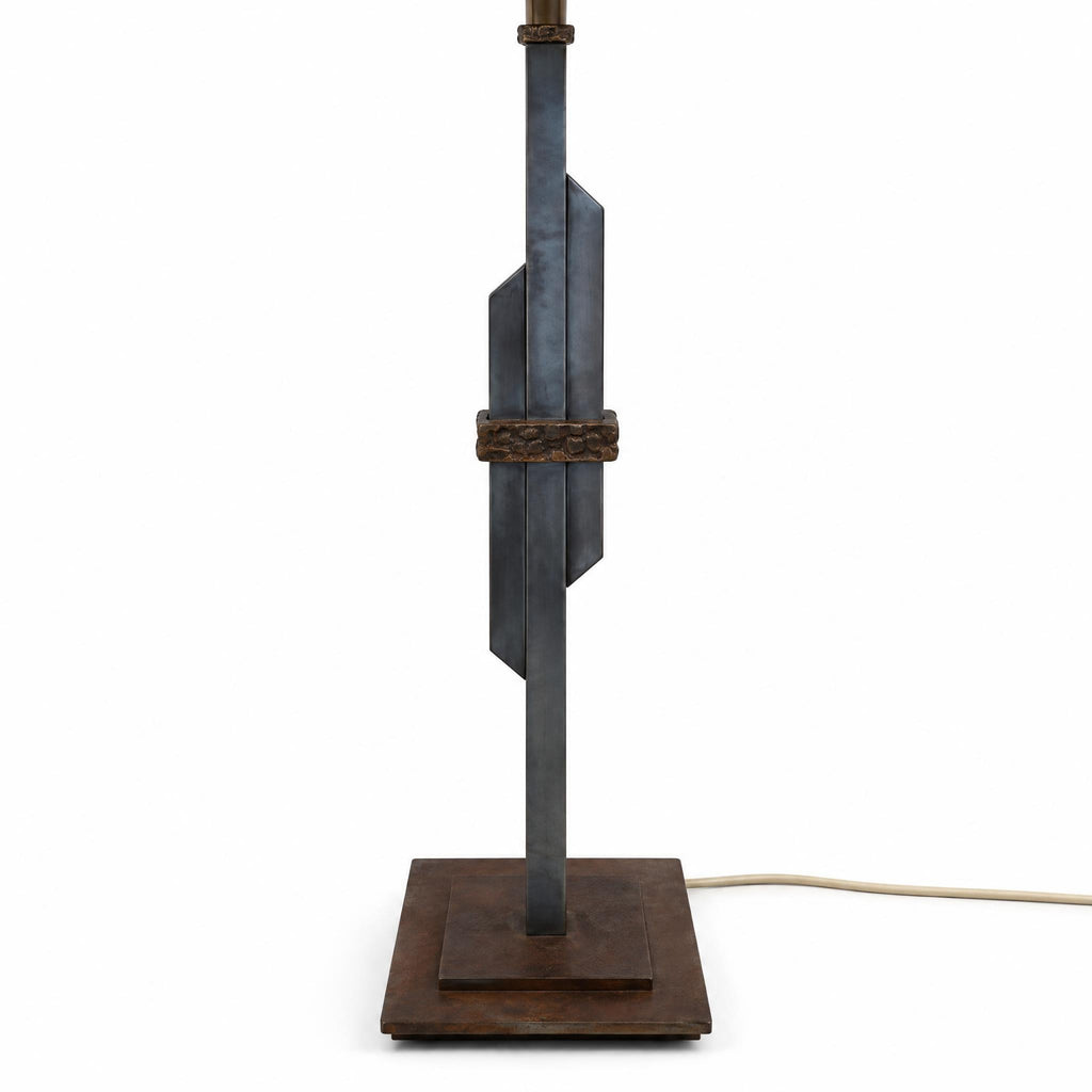 Par de lámparas de mesa en acero y bronce