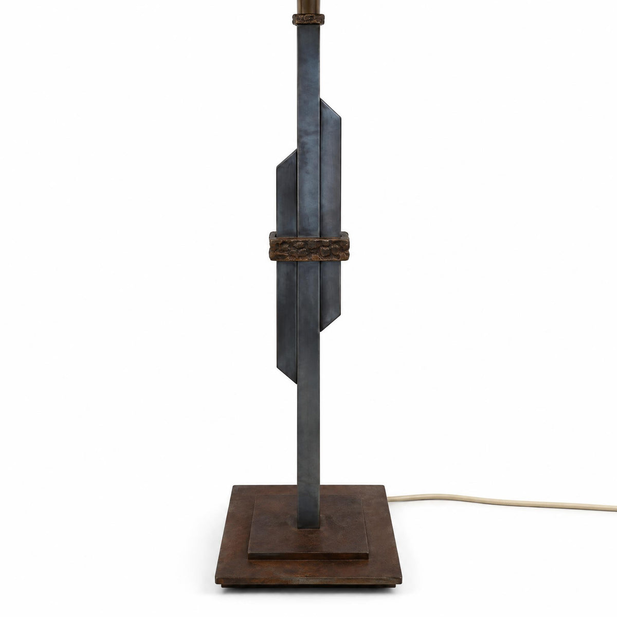 Par de lámparas de mesa en acero y bronce