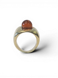 Bronze ring with amber custom-made glass insert