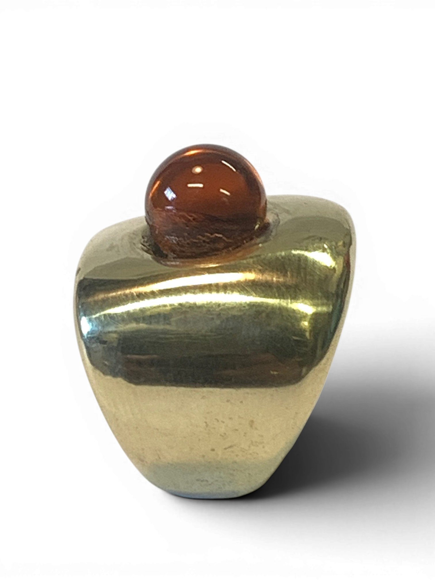 Bronze ring with amber custom-made glass insert