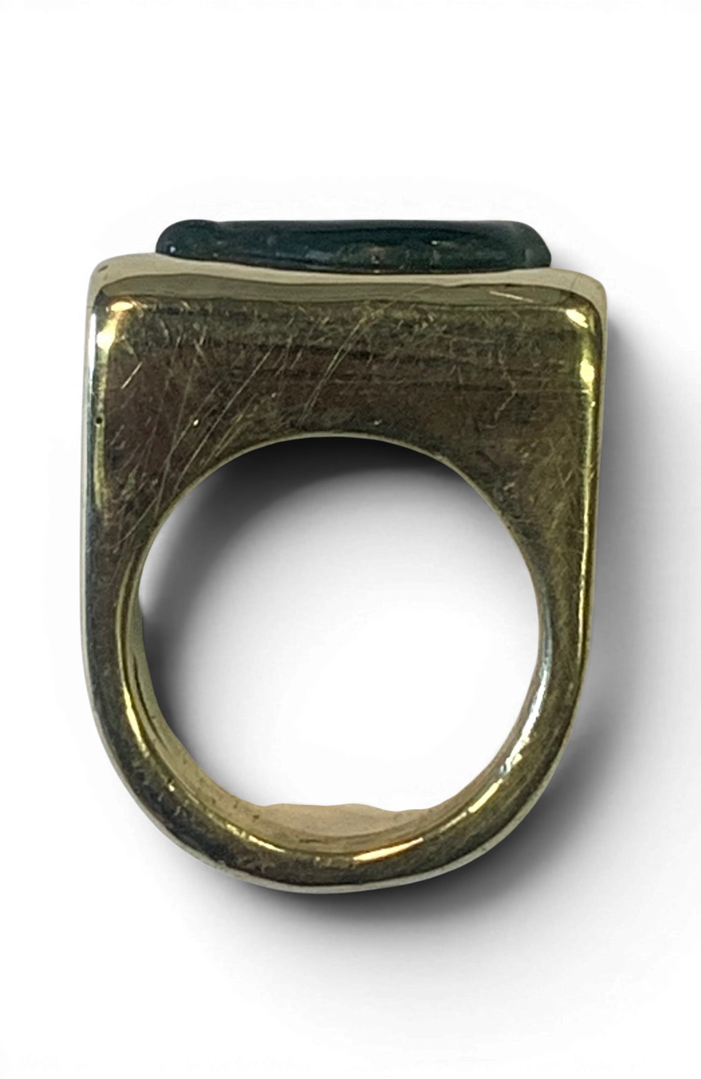 Bronze ring with custom-made glass insert