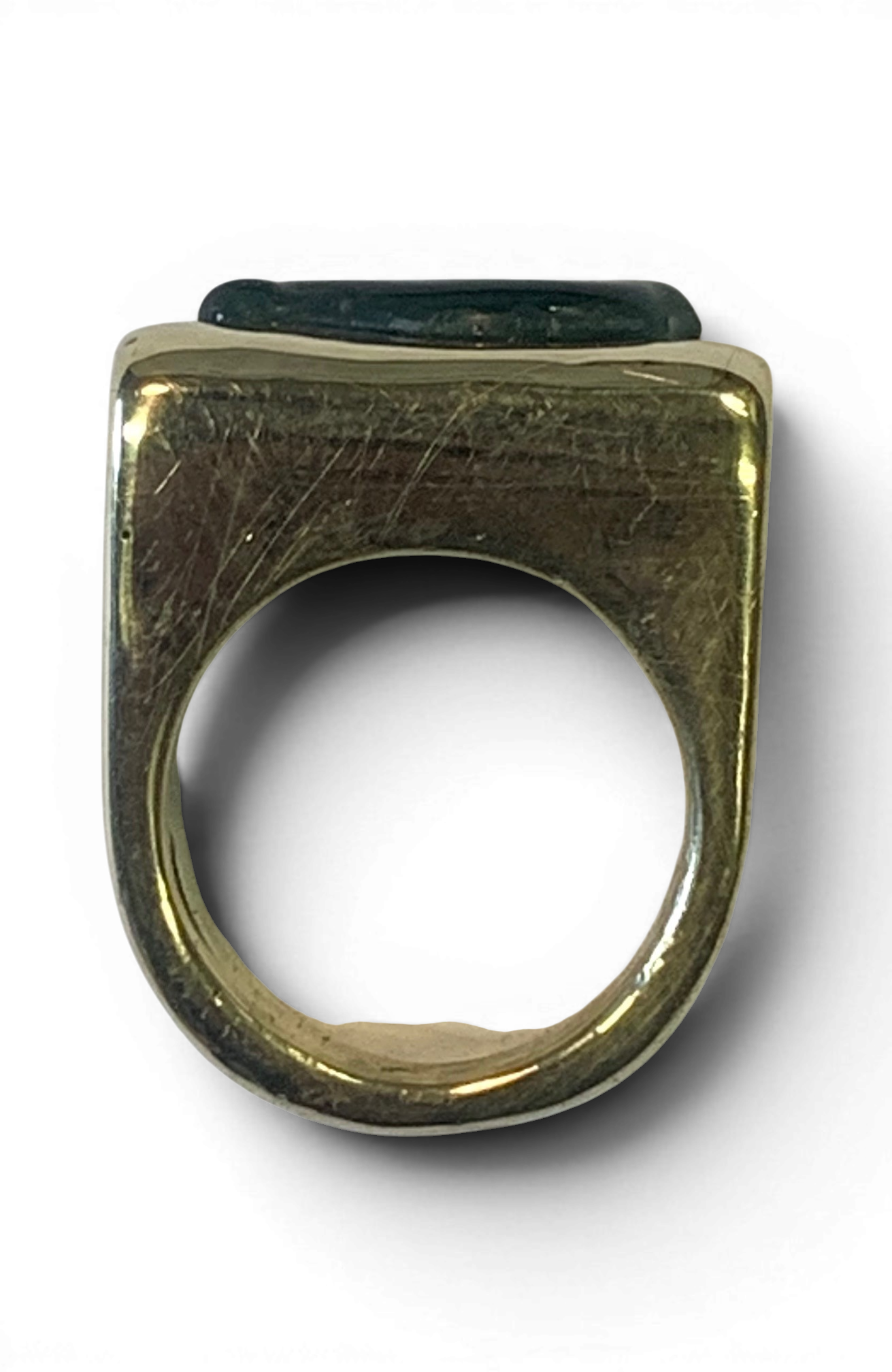 Bronze ring with custom-made glass insert
