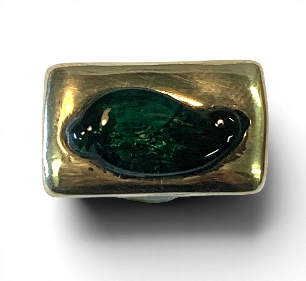 Bronze ring with custom-made glass insert
