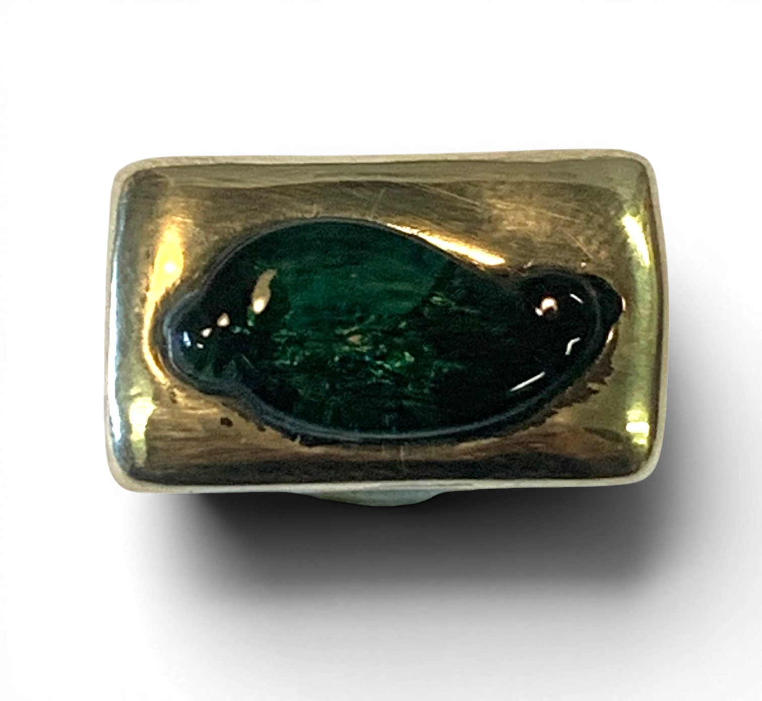 Bronze ring with custom-made glass insert