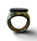 Bronze ring with custom-made glass insert