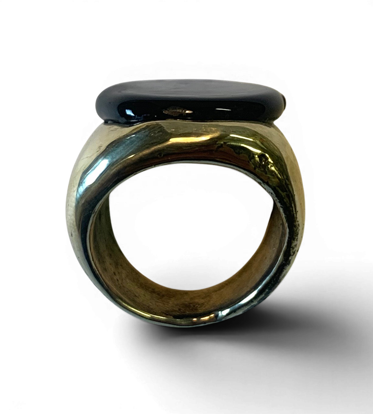 Bronze ring with custom-made glass insert