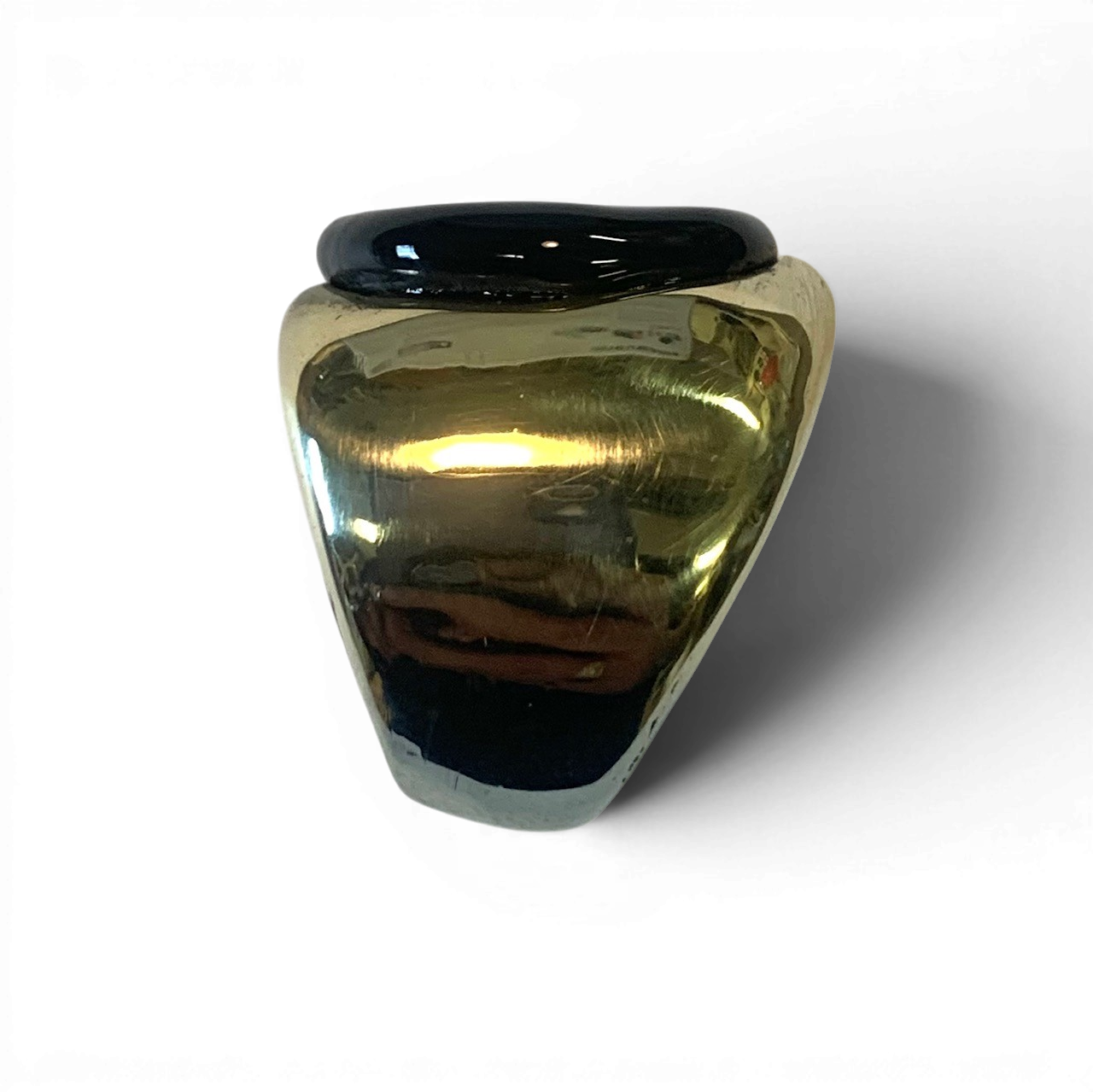 Bronze ring with custom-made glass insert