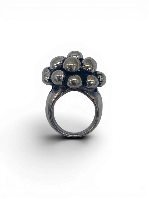 Bronze cocktail ring with bronze spheres – top view