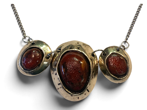 Bronze necklace with custom-made ceramic insert