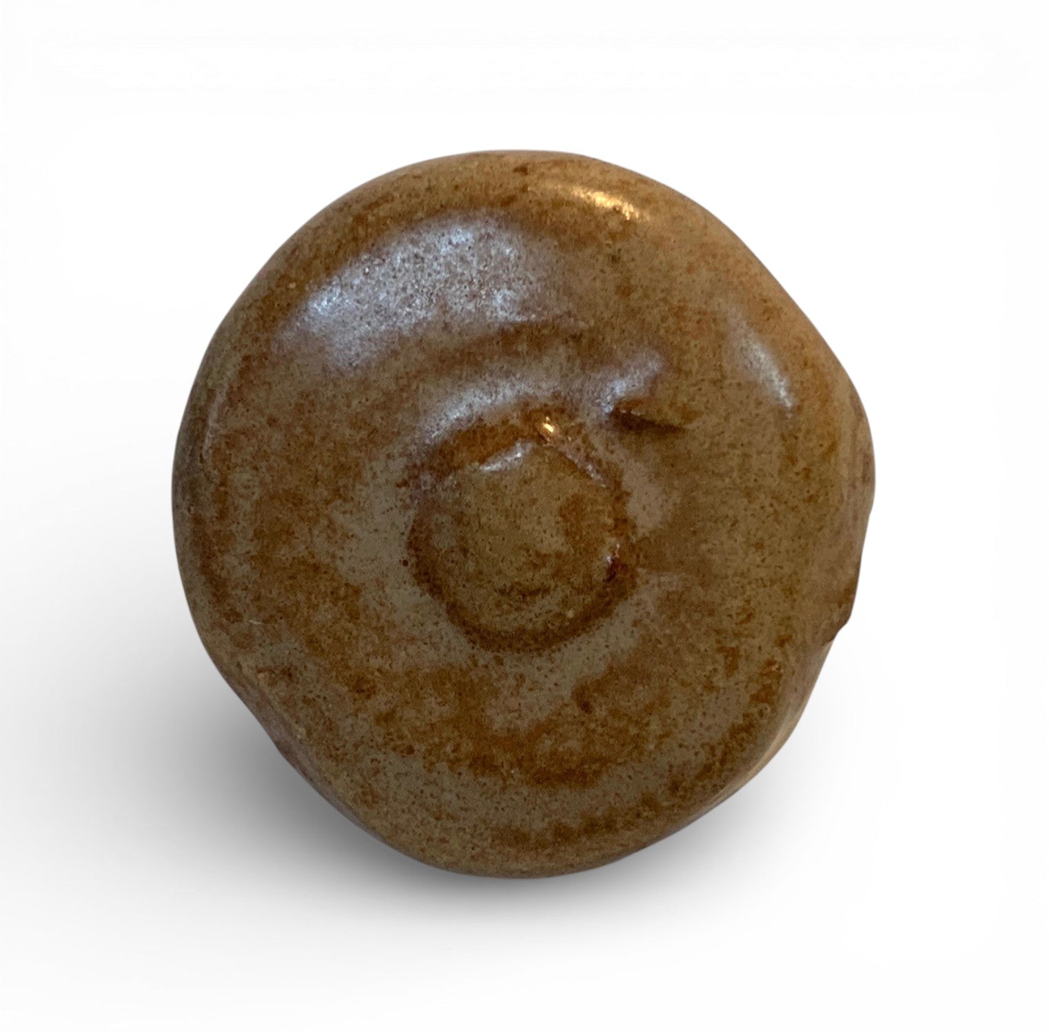 Ceramic and brass ring with terracotta enamel
