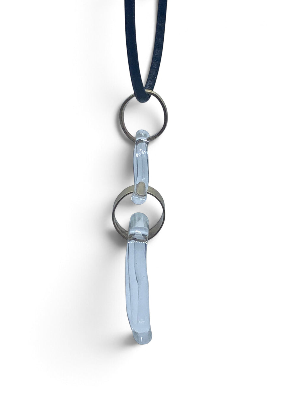 Glass pendant with polished bronze links