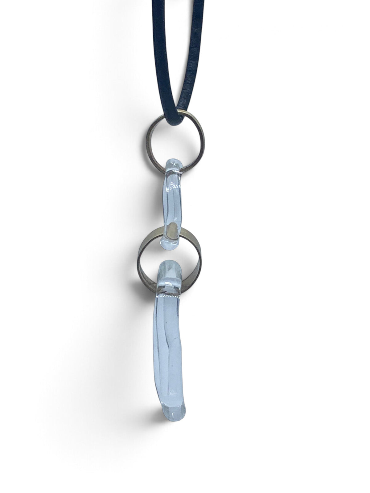 Glass pendant with polished bronze links
