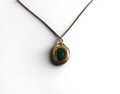 Bronze pendant with malachite stone insert and polish finishing