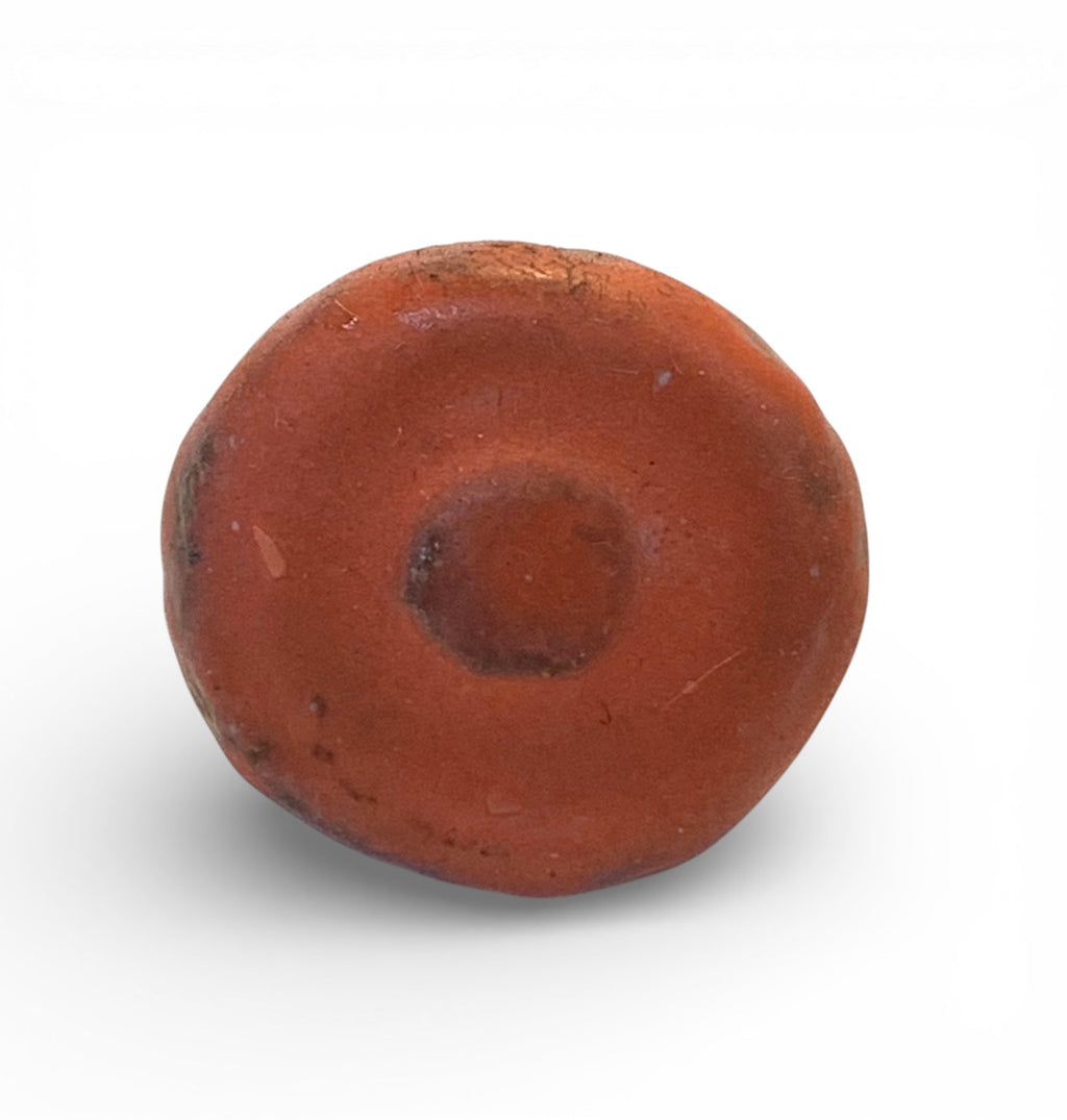 Ceramic and brass ring with terracotta enamel
