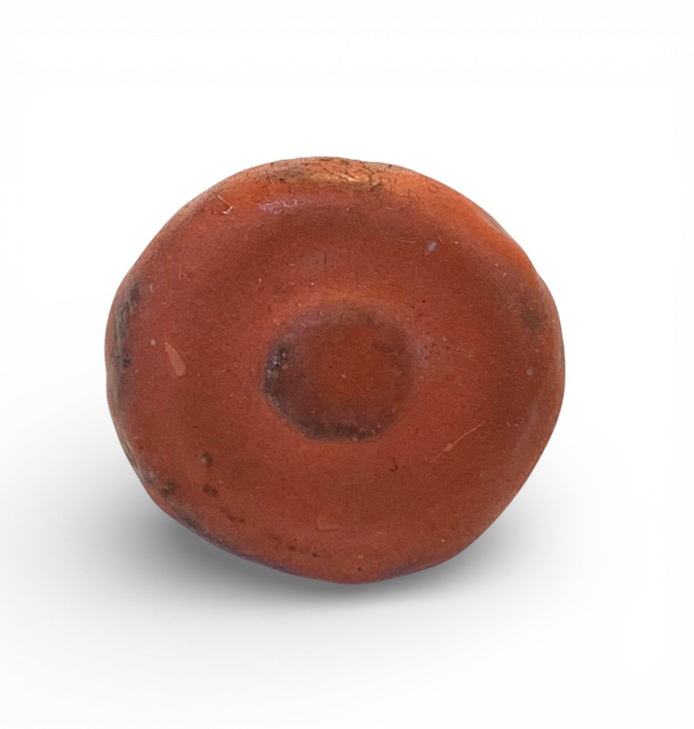 Ceramic and brass ring with terracotta enamel