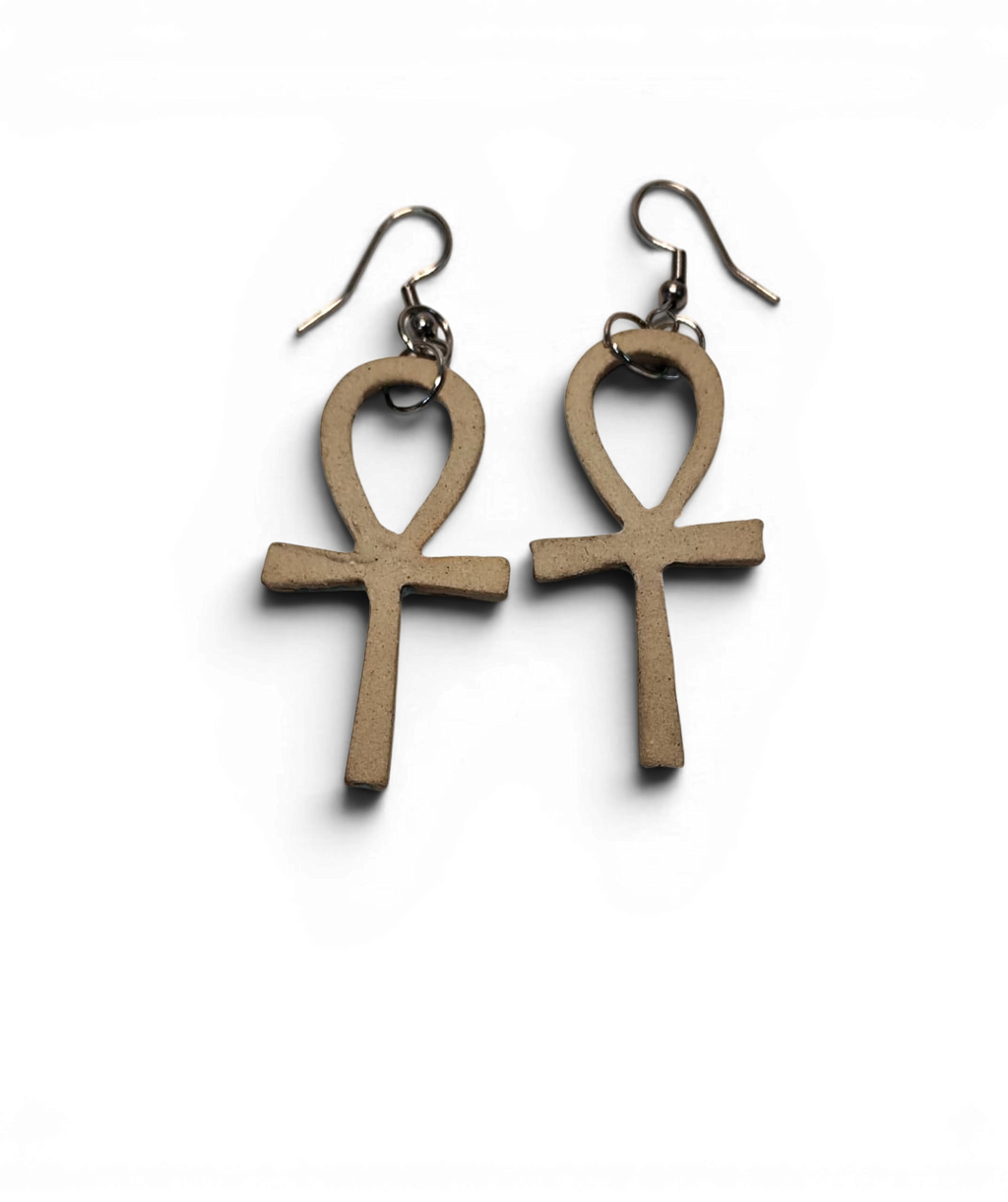 Ceramic hand -made earring with sky cyan enamel