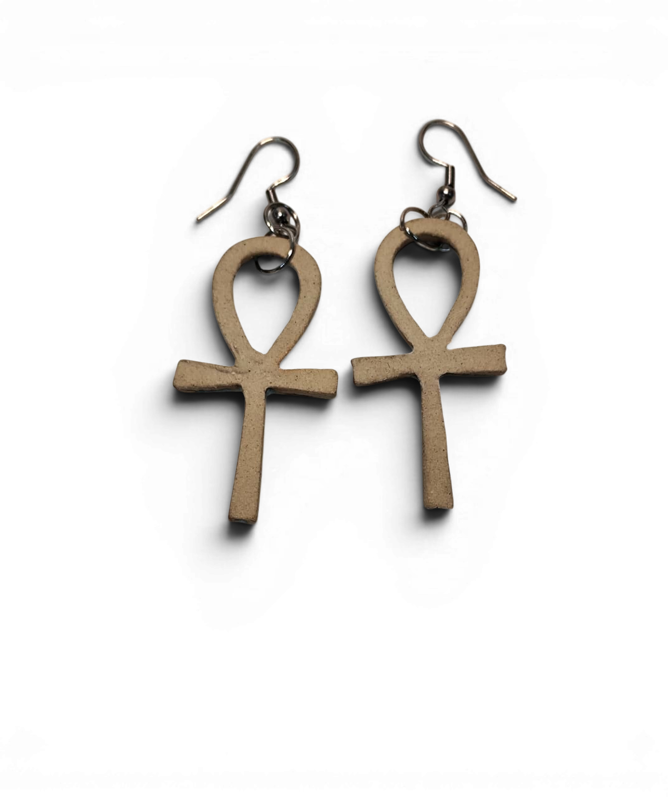 Ceramic hand -made earring with sky cyan enamel