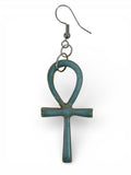 Ceramic hand -made earring with sky cyan enamel