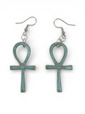 Ceramic hand -made earring with sky cyan enamel