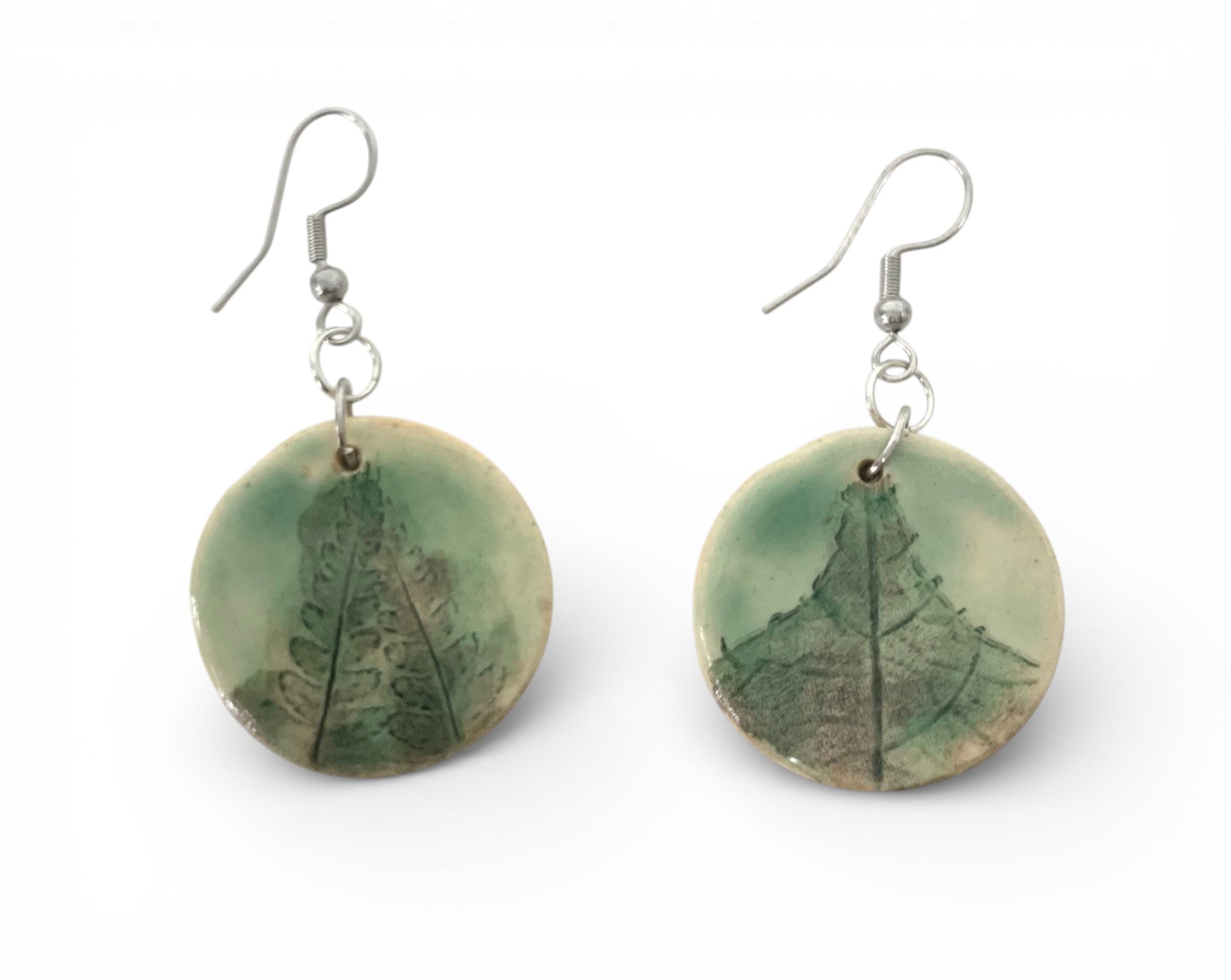 Ceramic hand-made earrings with natures motif