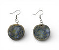 Ceramic hand-made earring with coral blue enamels