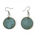 Ceramic hand-made earrings with cyan emotion enamel