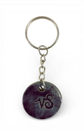 Hand-made ceramic key chain with nature green enamel