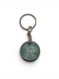 Hand-made ceramic key chain with terracotta enamel
