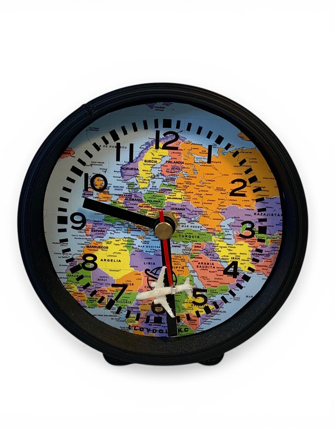 Table clock with travelling design background