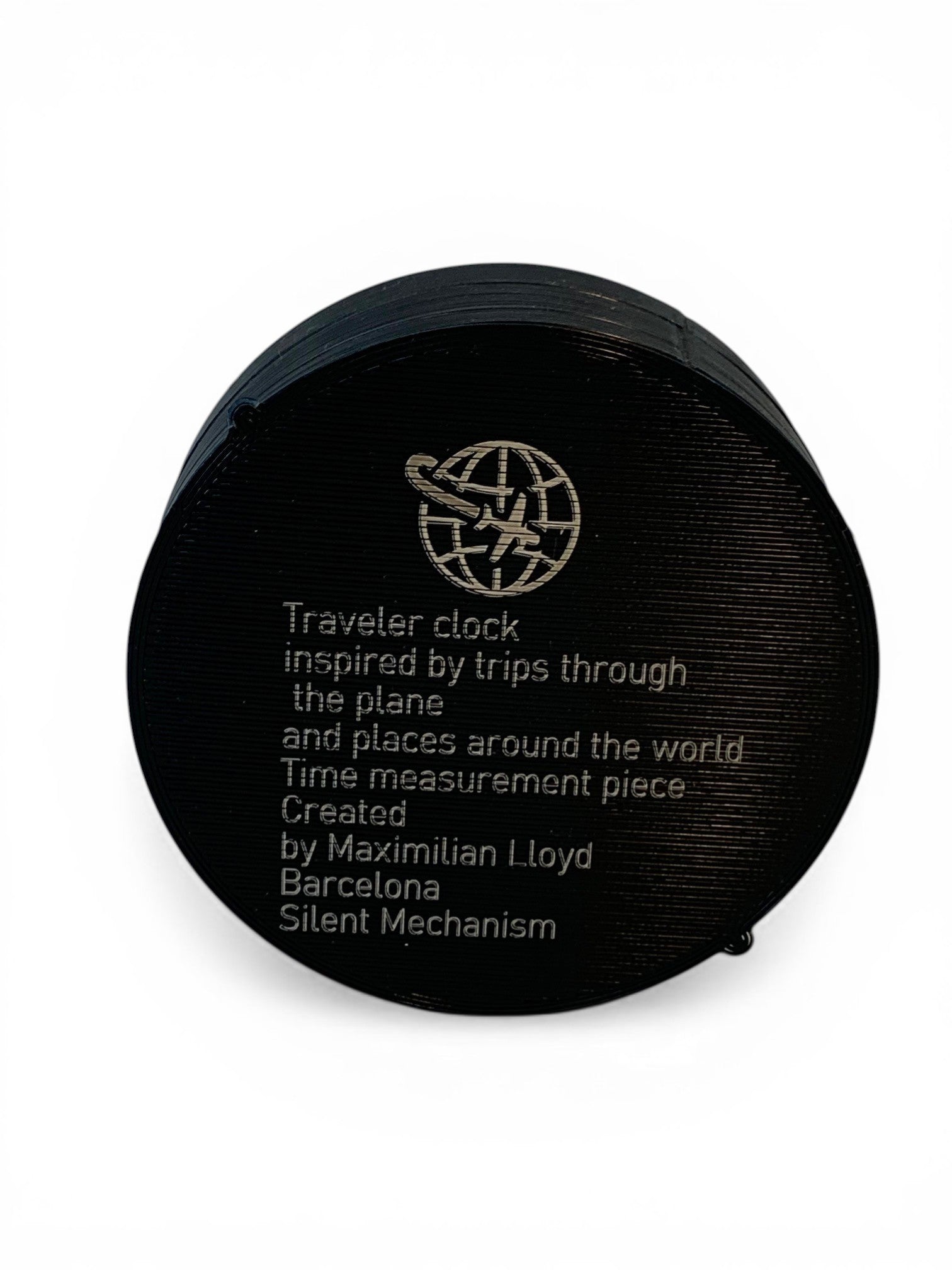 Table clock with travelling design background