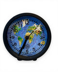 Table clock with travelling design background