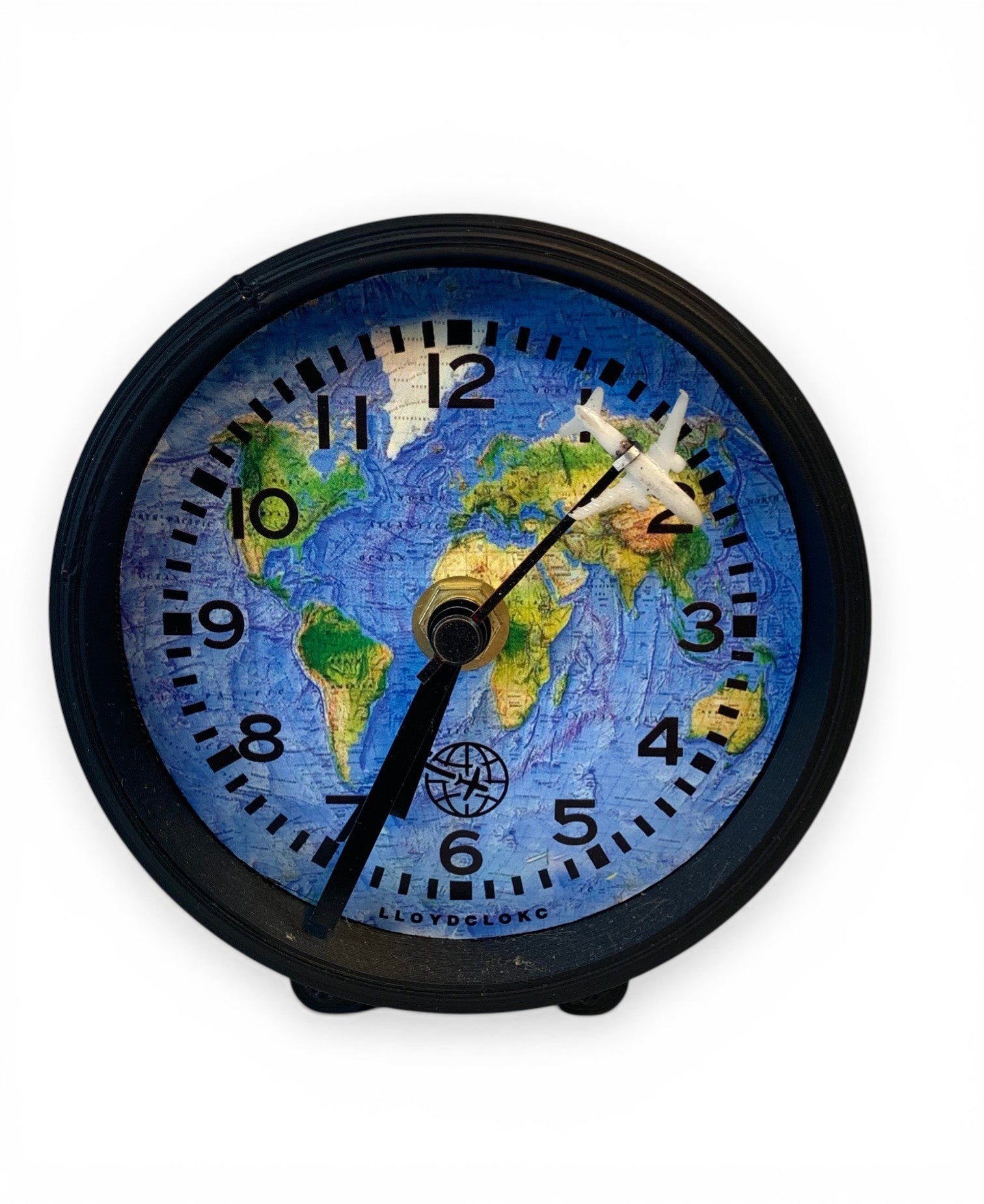 Table clock with travelling design background