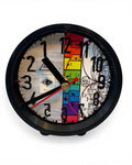 Table clock with multicolor design and back reverse movement
