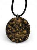 Bronze pendant with polish finishing and leather chain