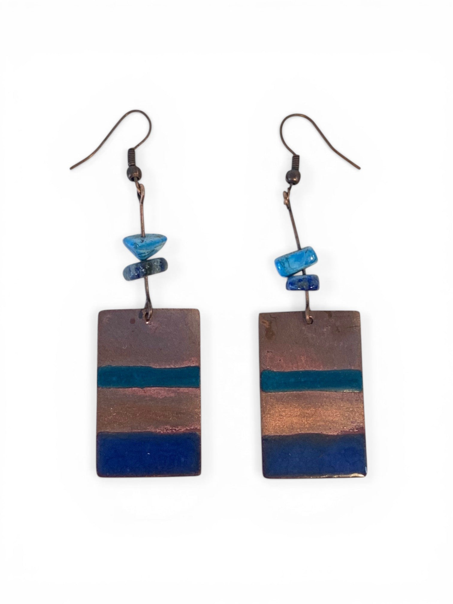 Enameled copper earrings