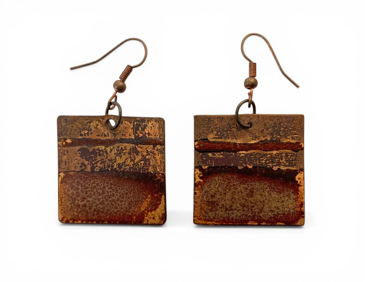 Enameled copper earrings
