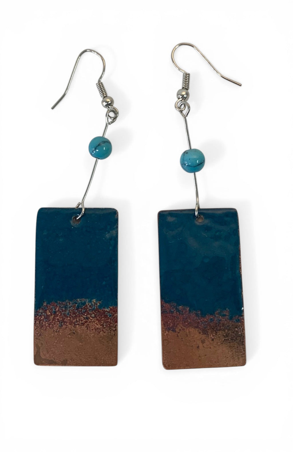 Enameled copper earrings
