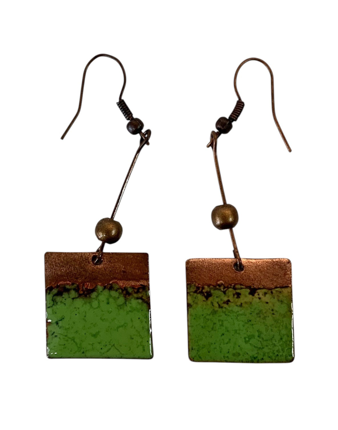 Enameled copper earrings