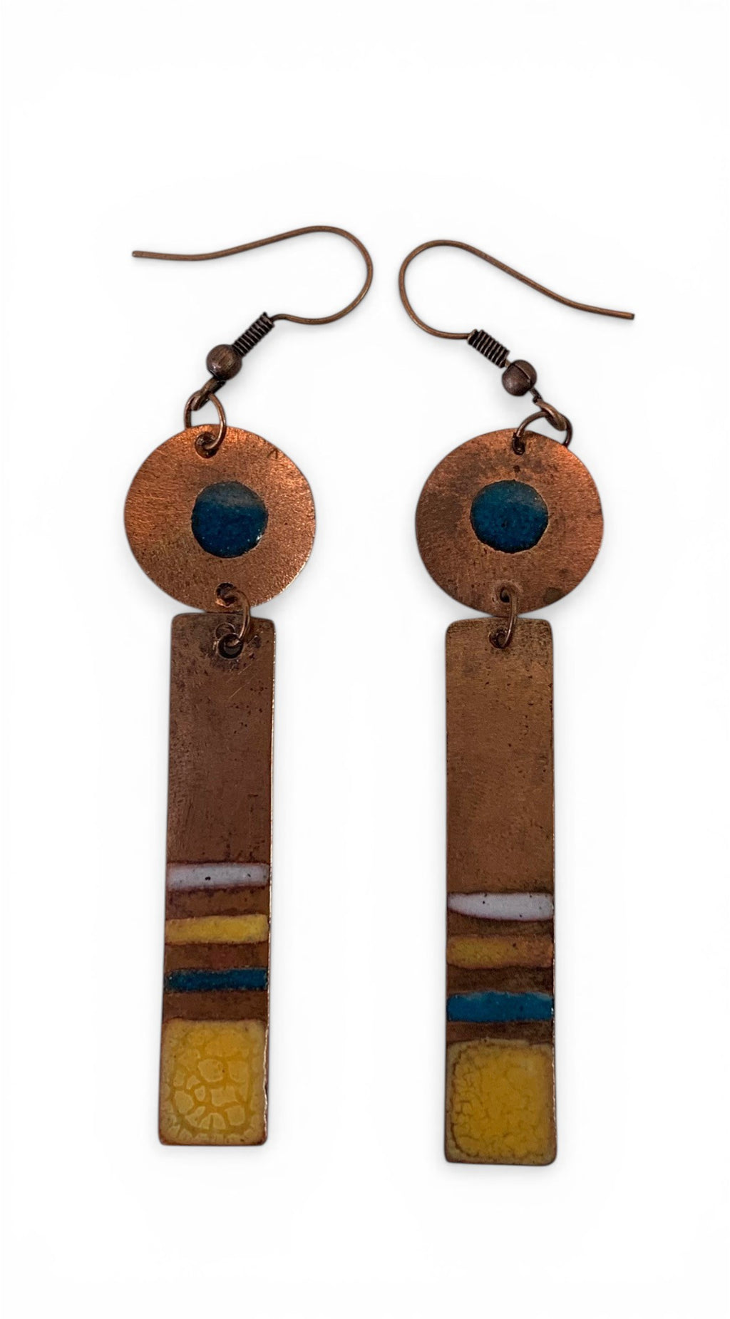 Enameled copper earrings