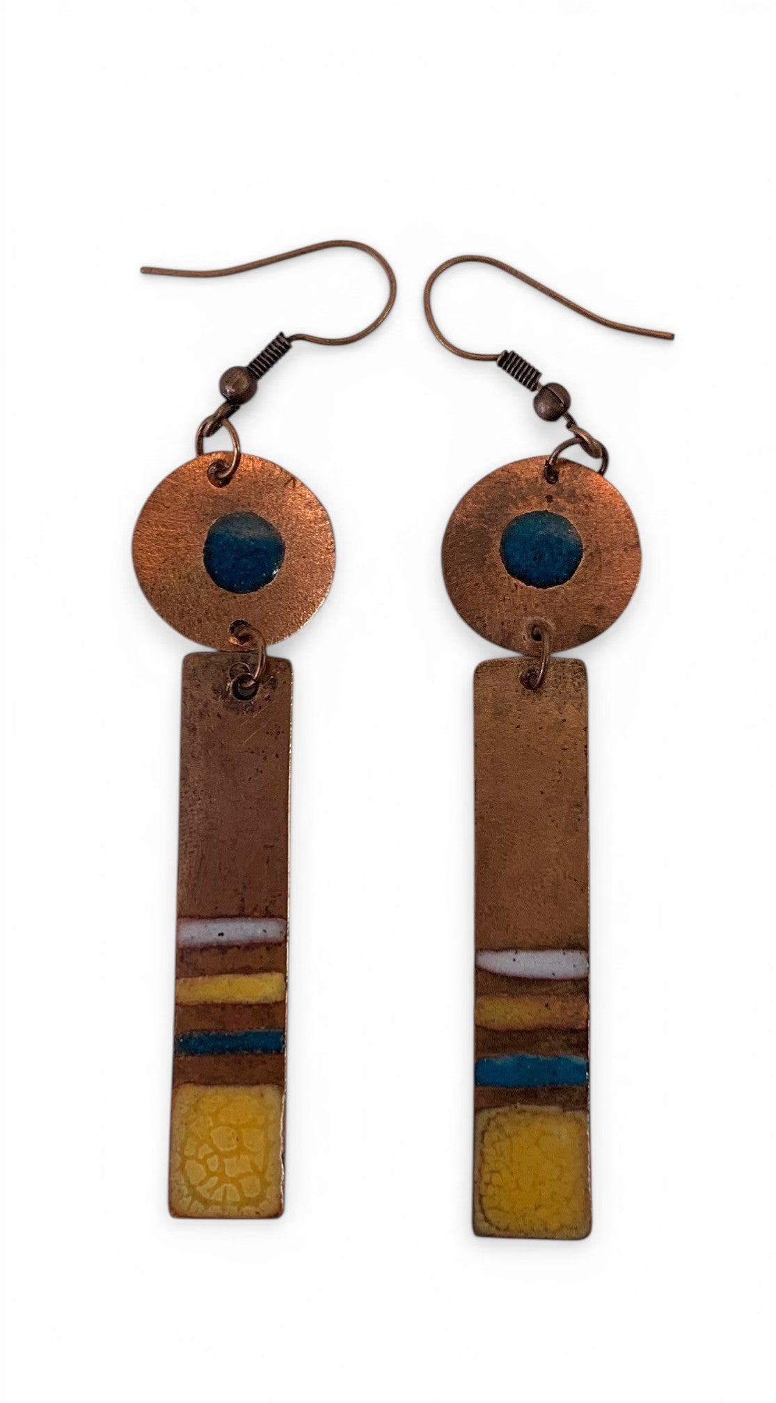 Enameled copper earrings