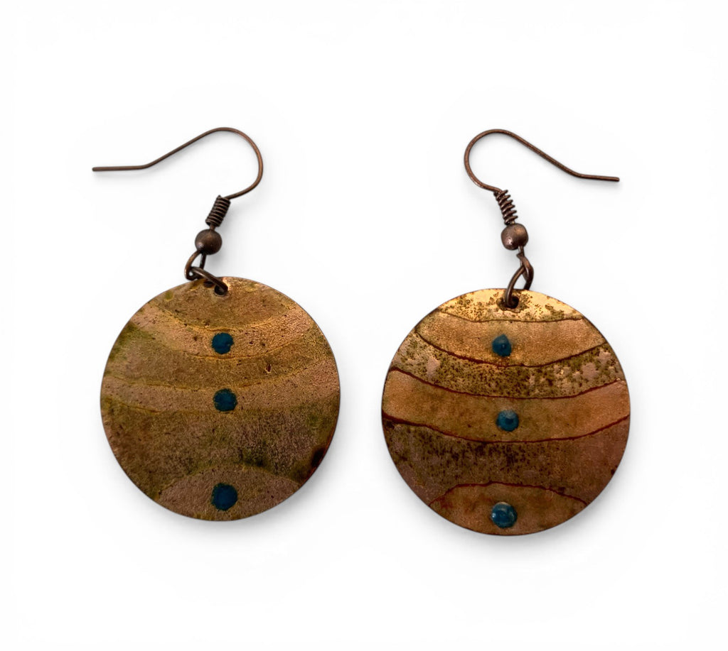 Enameled copper earrings