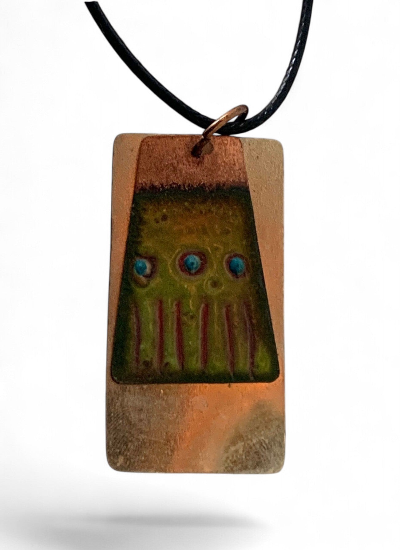 Enameled copper pendant