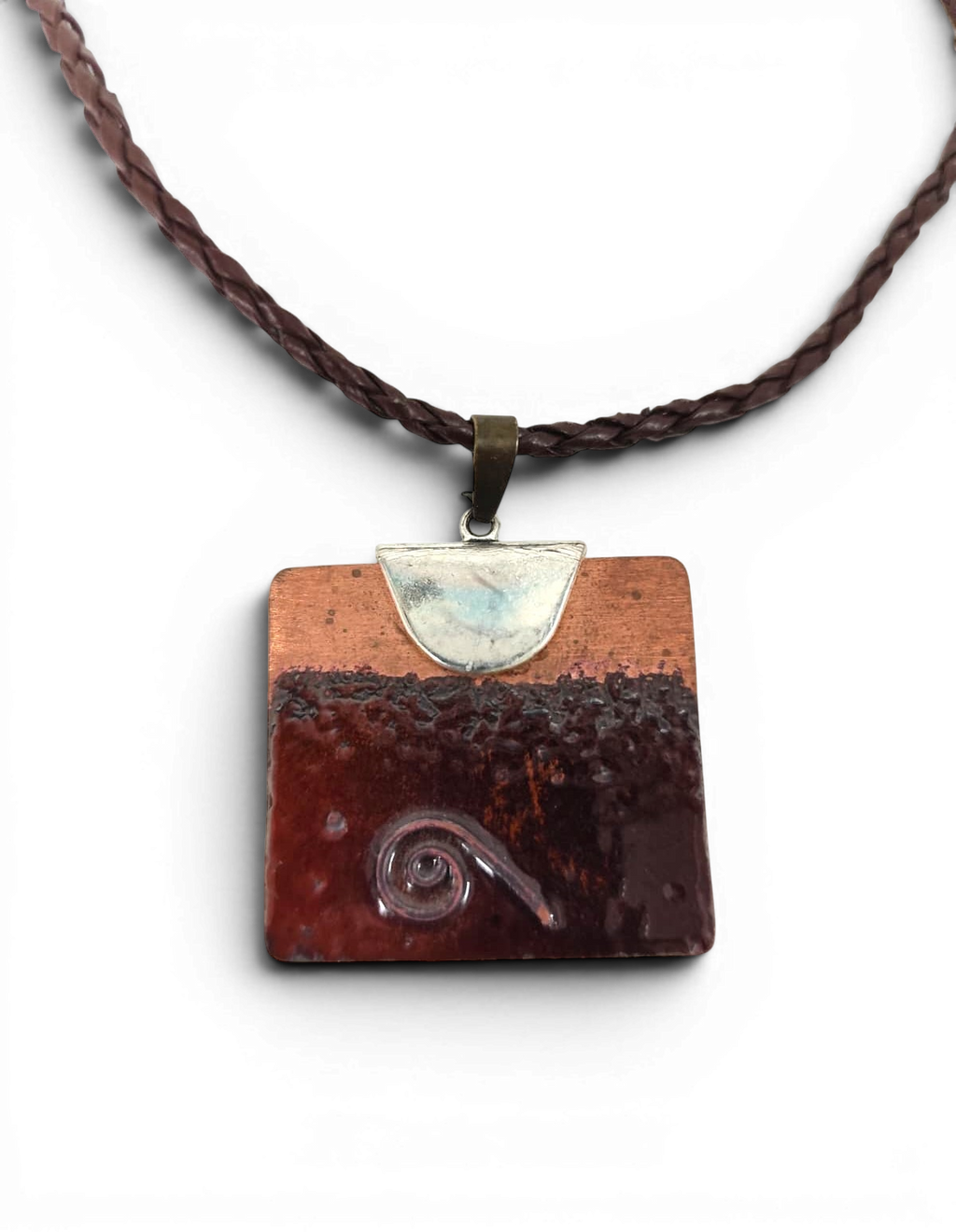 Enameled copper pendant