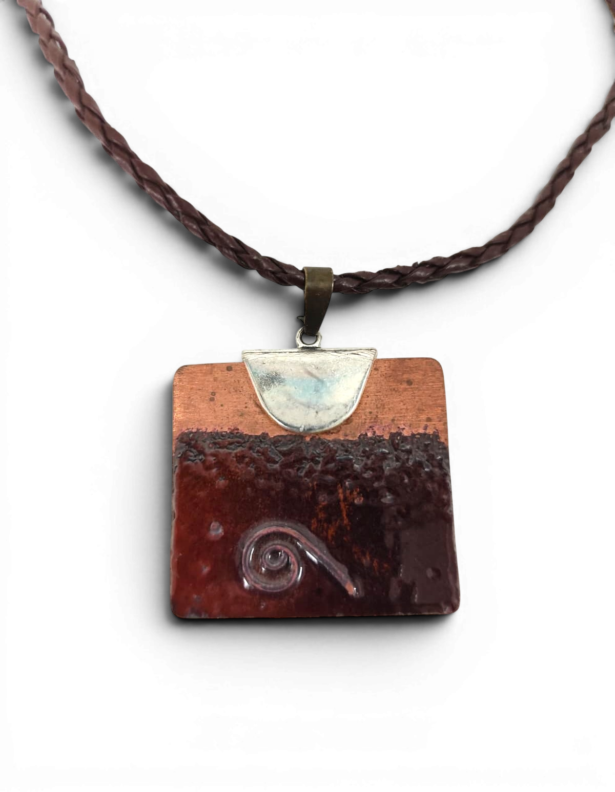 Enameled copper pendant