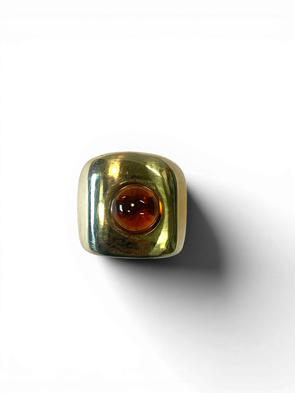 Bronze ring with amber custom-made glass insert