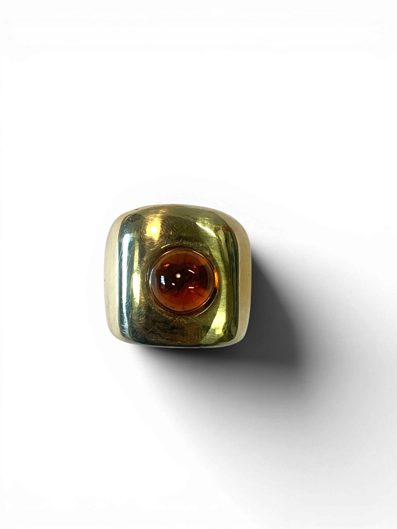 Bronze ring with amber custom-made glass insert