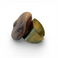 Ceramic and brass ring with terracotta enamel