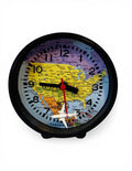 Table clock with travelling design background