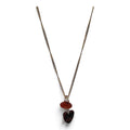 Borosilicate glass mushroom necklace with heart detail on a brass chain